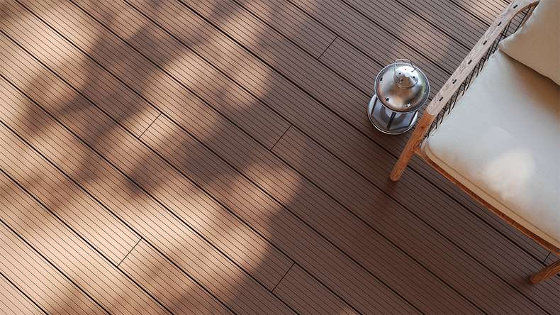 planeo LightWood WPC tavola cava - Marrone chiaro 3.6m scanalato/scanalato