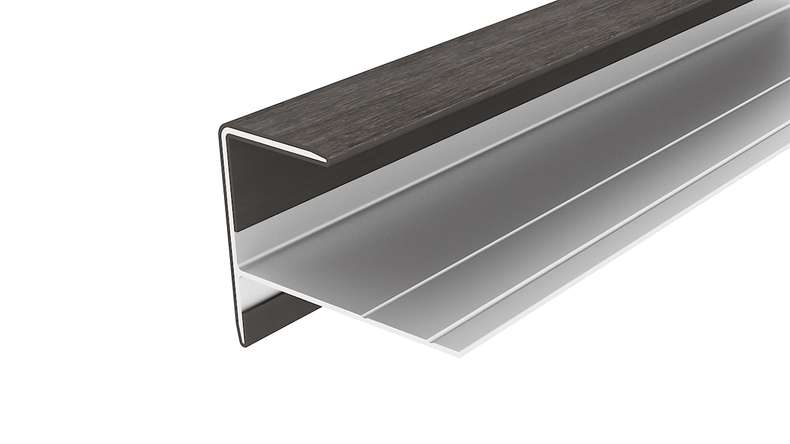 planeo LINEA - Profilo terminale in alluminio CoEx grigio scuro 3000 x 74 x 61 mm