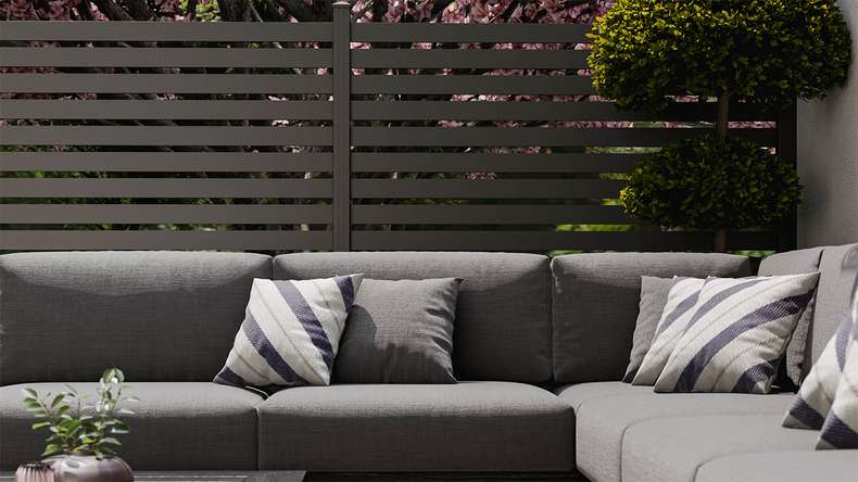 planeo Gardence Metallic Edge - Recinzione da giardino in alluminio quadrata antracite | DB703