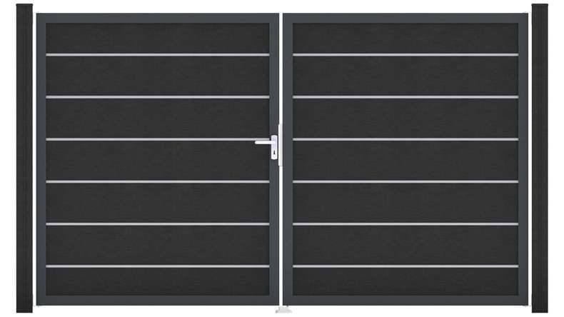 planeo Gardence Deluxe - Porta BPC - DIN Sinistro a 2 ante Grigio antracite con telaio in alluminio antracite