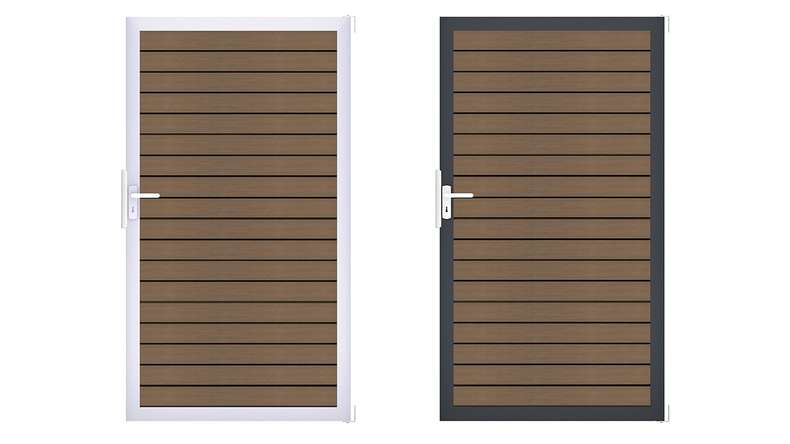 planeo Gardence Trendy - Cancello universale BPC-Rhombus - Teak coestruso con telaio in alluminio 100 x 180 x 4 cm