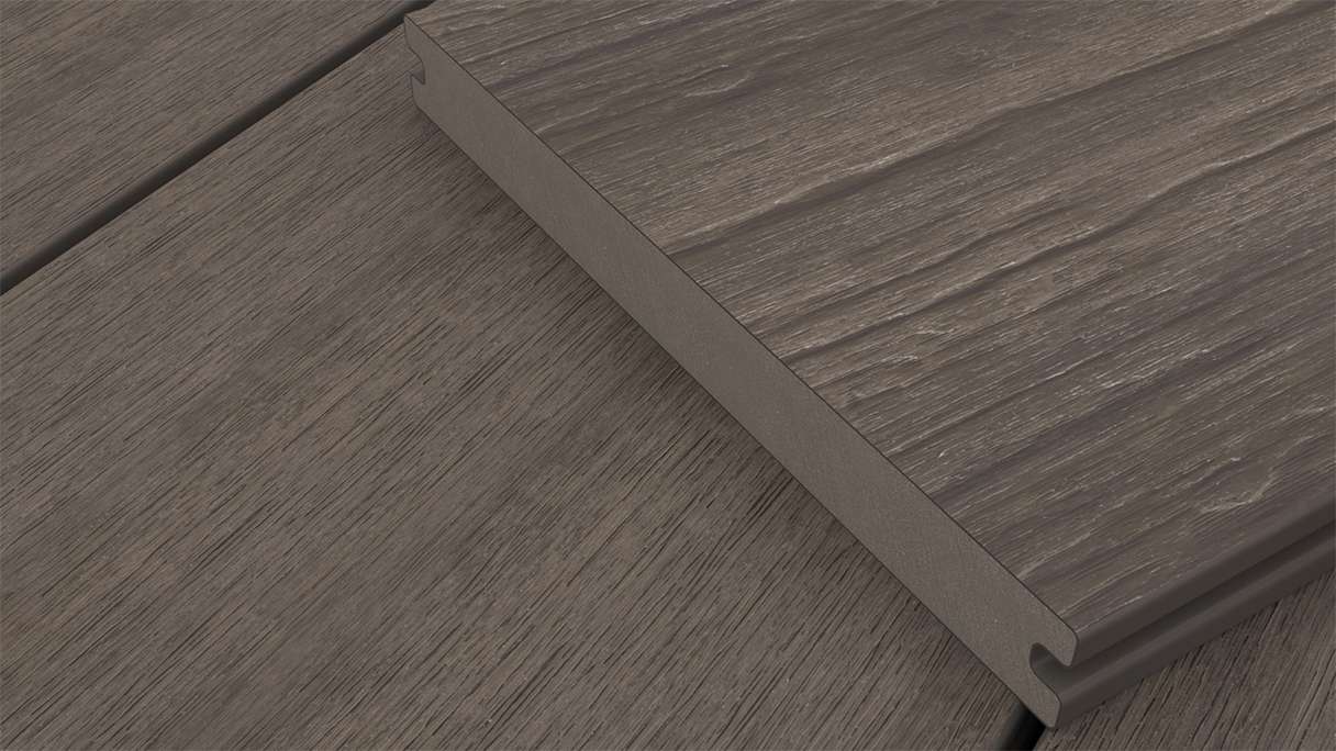 planeo MAXLine Antique - Decking XL rivestito in WPC CoEx massiccio - marrone scuro 3m rustico testurizzato/liscio spazzolato