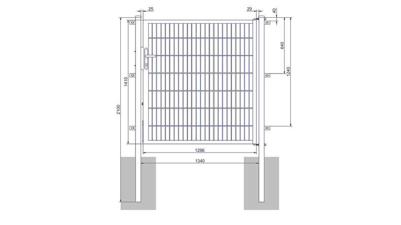 Porta universale media a 1 pannello zincata a caldo A 1400 x L 1340 mm inclusi i pali della porta