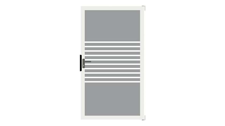 planeo Gardence Flair - Porta in vetro DIN Sinistro Strisce con telaio in alluminio antracite 100 x 180cm