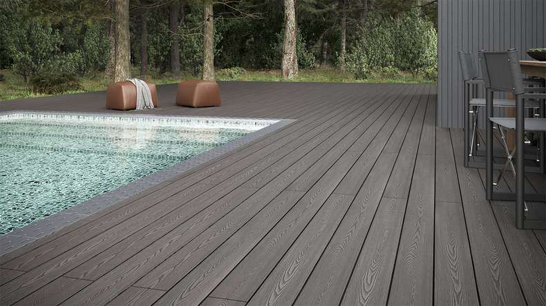 planeo SolidWood WPC tavola solido - Grigio chiaro 3.6m francese/strutturato