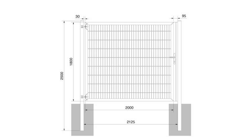 Porta universale pesante a 1 pannello antracite A 1800 x L 2125 mm inclusi i pali della porta