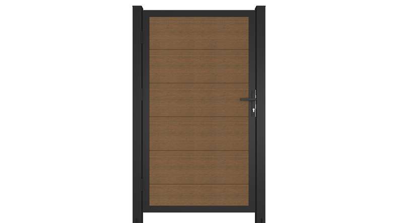 planeo INFINITY XL-Board - Porta universale in WPC CoEx Teak Burma con telaio in alluminio antracite 100 x 180