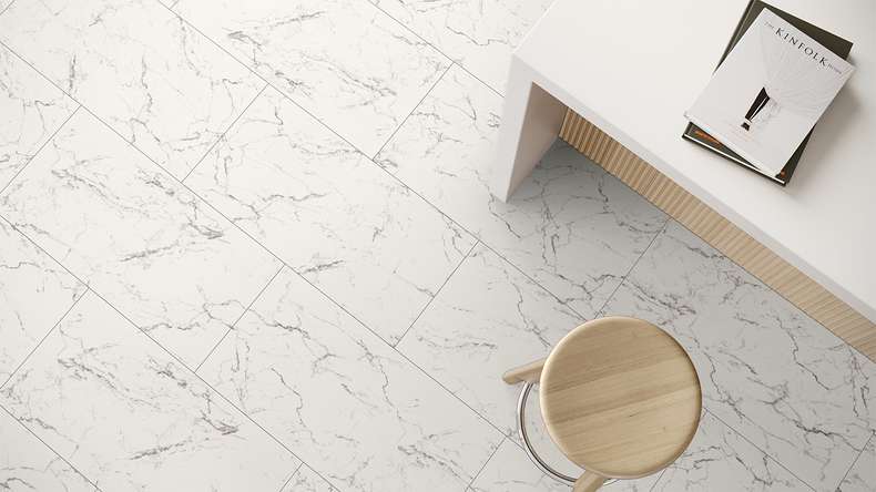planeo Vinile rigido a incastro - Pietra Carrara Marmo Opaco | Isolamento acustico integrato (100P2921MT)