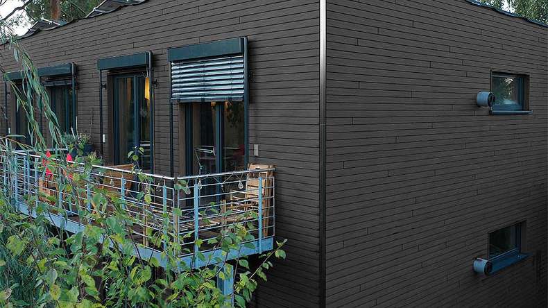 planeo Fassado - Rivestimento di facciata a rombi in WPC antracite