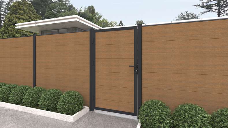 planeo INFINITY XL-Board - Recinzione a innesto WPC CoEx Burma Teak 176 x 183