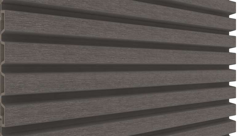 planeo LINEA Slim - Rivestimento per facciate in WPC CoEx, grigio scuro, 2900 x 215 mm