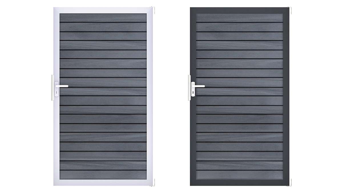 planeo Gardence Trendy - Cancello universale BPC-Rhombus - Grigio pietra, coestruso con telaio in alluminio 100 x 180 x 4 cm