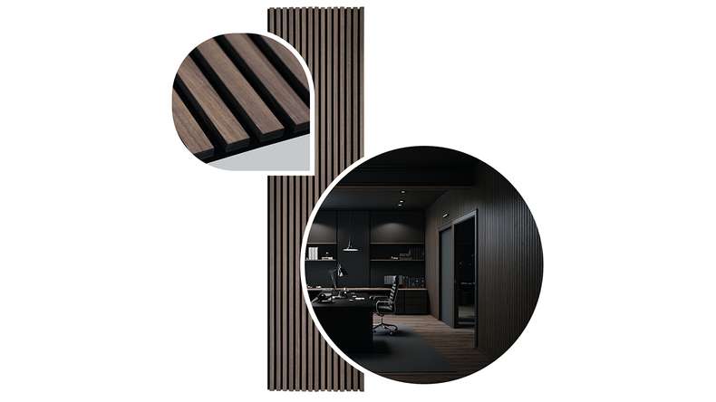 pannelli acustici planeo - Legno marrone scuro/nero 240x60 cm