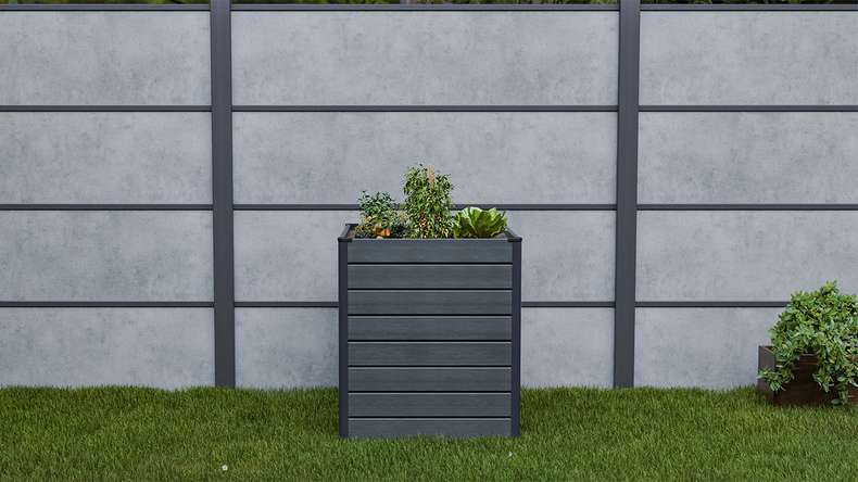 planeo BPC-Rhombus letto rialzato Cube - Grigio pietra co-ex. 70 x 70 x 79 cm