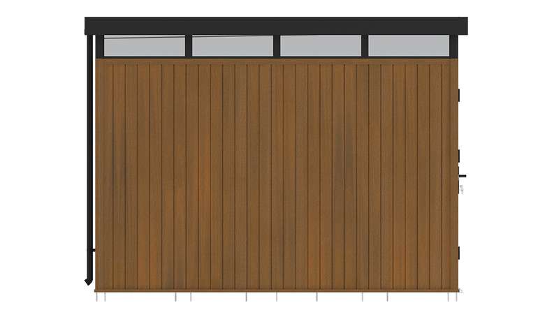 planeo WPC CoEx Casetta da giardino con tetto piano L - Teak birmano 300 x 292 x 226,5 cm