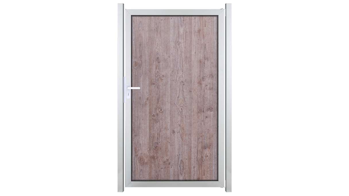 planeo Gardence Resistant - Cancello frangivista in HPL effetto legno con telaio in alluminio