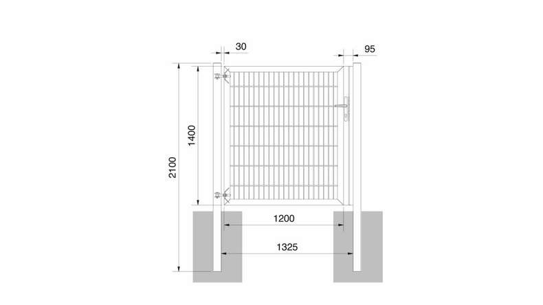 Porta universale pesante a 1 pannello antracite A 1400 x L 1325 mm inclusi i pali della porta