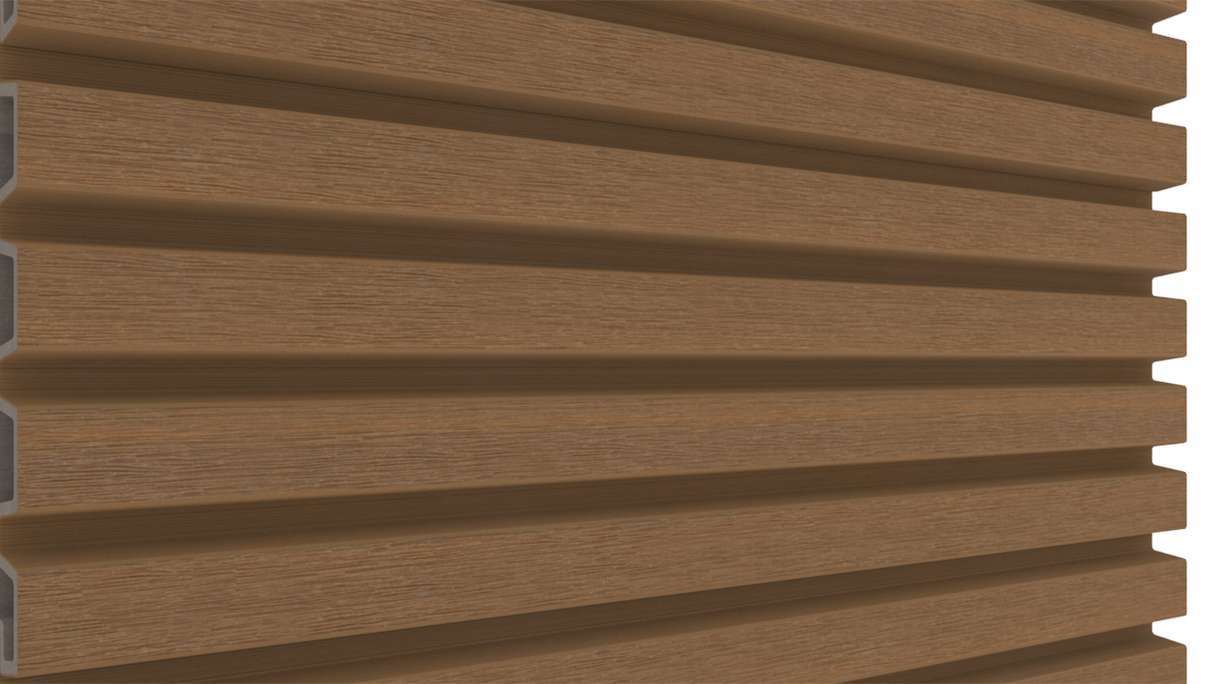 planeo LINEA Slim - Rivestimento per facciate in WPC CoEx, finitura Teak della Birmania, 2900 x 215 mm