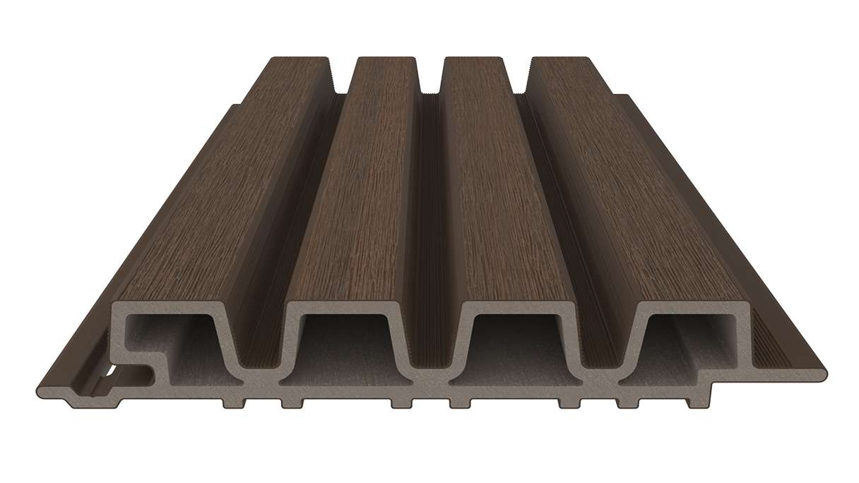 planeo LINEA Slim - Rivestimento per facciate in WPC CoEx, colore Ipe marrone, 2900 x 215 mm