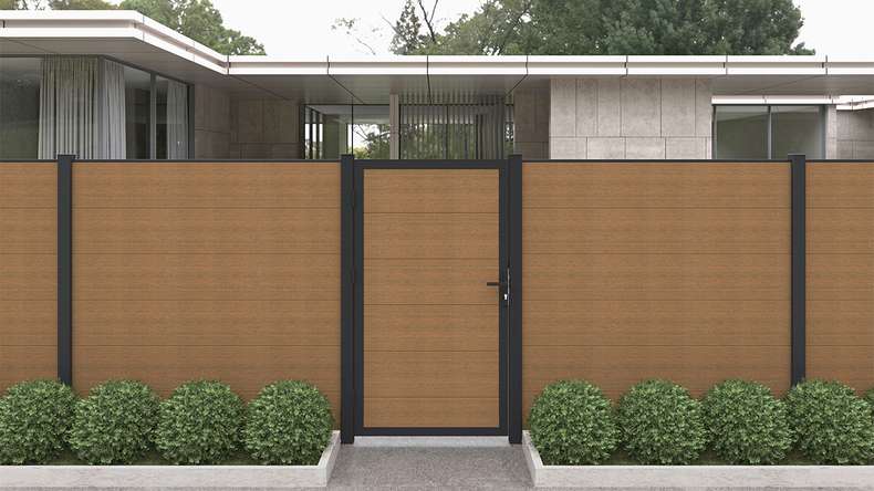 planeo INFINITY XL-Board - Recinzione a innesto WPC CoEx Burma Teak 176 x 183