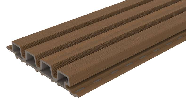 planeo LINEA Slim - Rivestimento per facciate in WPC CoEx, finitura Teak della Birmania, 2900 x 215 mm
