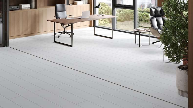 planeo Vinile rigido a incastro - Bianco legno | Isolamento acustico integrato (100P2935-N)