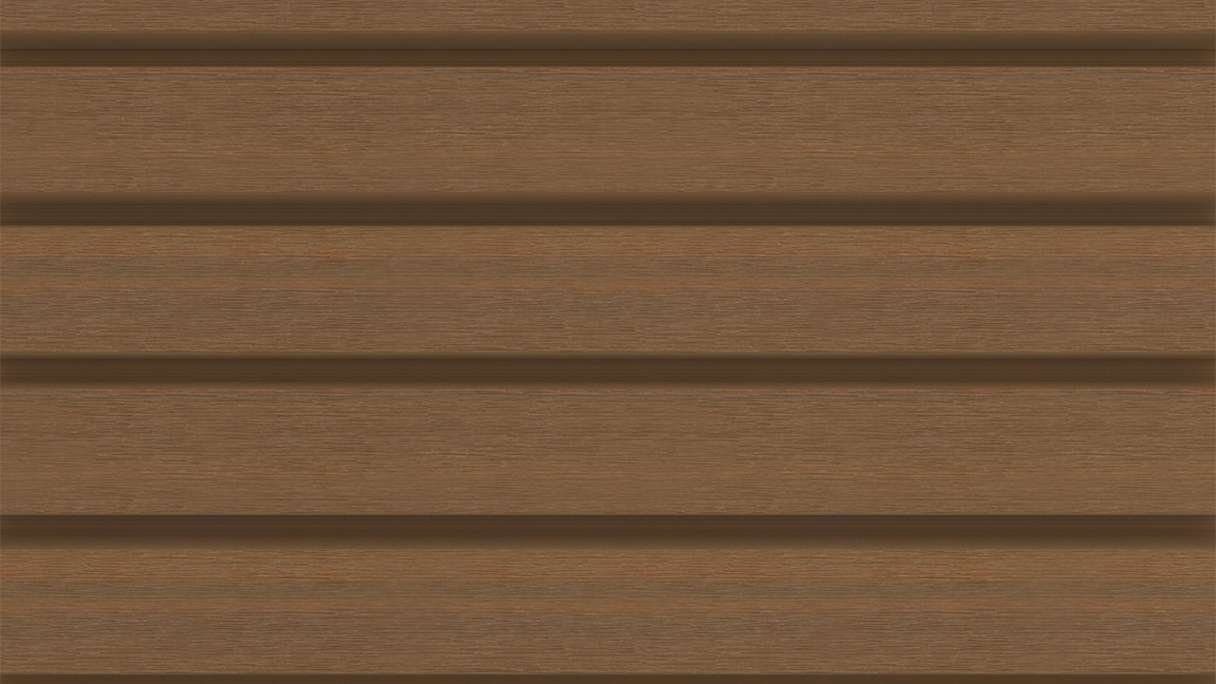 planeo LINEA Wide - Rivestimento per facciate in WPC CoEx, finitura Teak della Birmania, 2900 x 181 mm