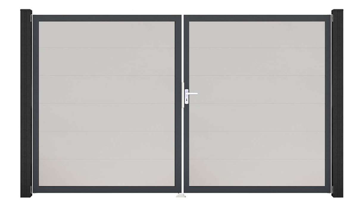 planeo Gardence Simply - Cancello in PVC a 2 ante, bianco, con telaio in alluminio 