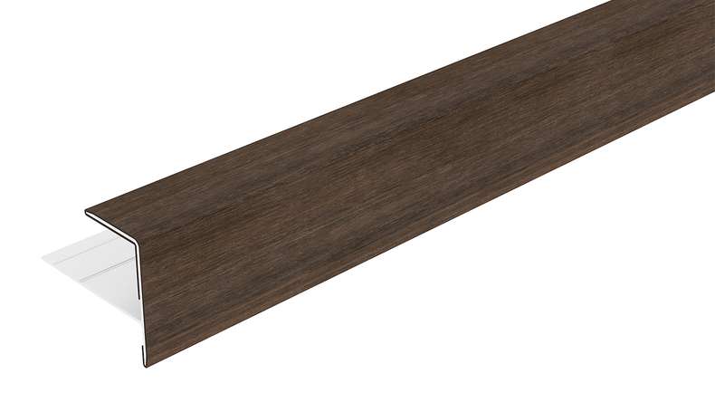 planeo LINEA - Profilo terminale in alluminio CoEx, colore Ipe marrone, 3000 x 74 x 61 mm