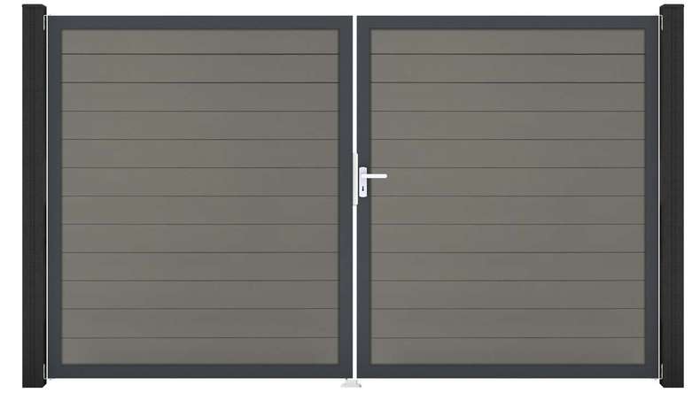 planeo Gardence Strong - Porta BPC - DIN Destro a 2 ante Grigio con telaio in alluminio antracite