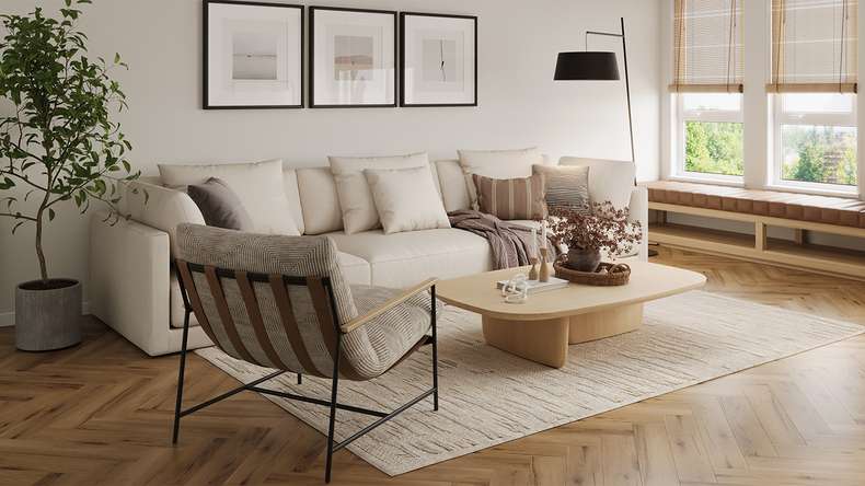 planeo Vinile rigido a incastro - Rovere marrone a spina di pesce | isolamento acustico integrato (DF-KH-351-055)
