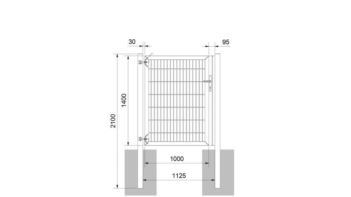 Porta universale pesante a 1 pannello antracite A 1400 x L 1125 mm inclusi i pali della porta