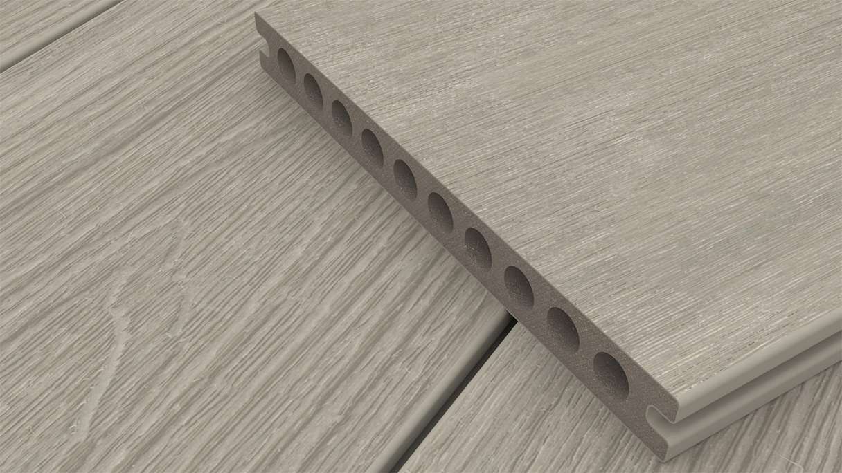 planeo MAXLine Nature - Pannello per decking XL rivestito in WPC CoEx a camera cava - grigio chiaro 3m strutturato/liscio spazzolato