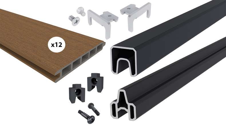 planeo INFINITY - Recinzione a innesto WPC CoEx Burma Teak 176 x 183 cm