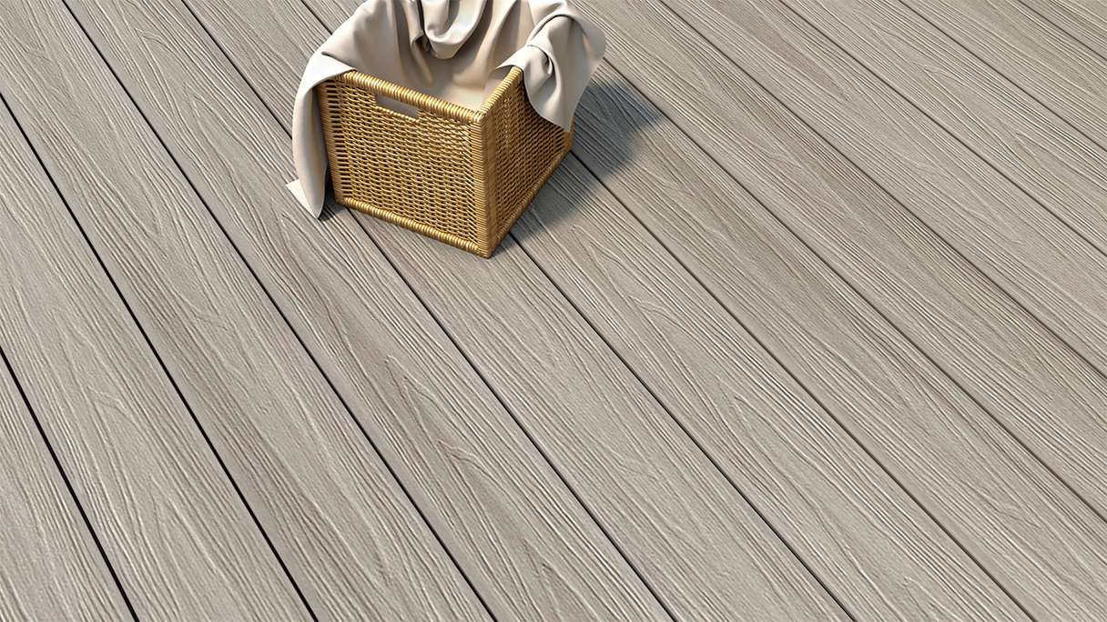 planeo MAXLine Nature - Pannello per decking XL rivestito in WPC CoEx a camera cava - grigio chiaro 3m strutturato/liscio spazzolato