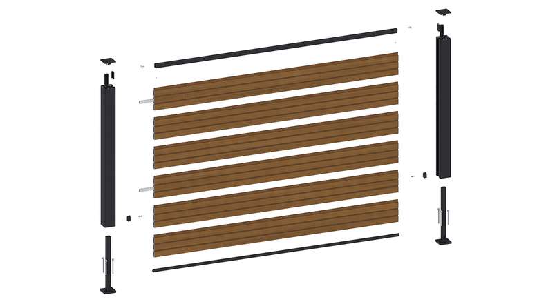 planeo LINEA - Recinzione da giardino a incastro in WPC CoEx Rhombus, modello Burma Teak, 180 x 90 cm