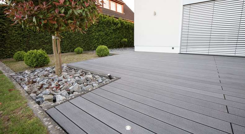Set completo TitanWood 3m struttura a listoni per legno massiccio grigio chiaro 9,2m² incl. alluminio-UK