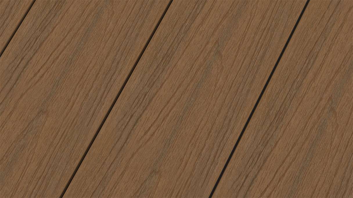 planeo MAXLine Nature - pannello per decking WPC CoEx avvolto XL camera cava - teak Burma 3m strutturato/liscio spazzolato