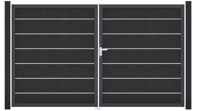 planeo Gardence Deluxe - Porta BPC - DIN Destro a 2 ante Grigio antracite con telaio in alluminio antracite