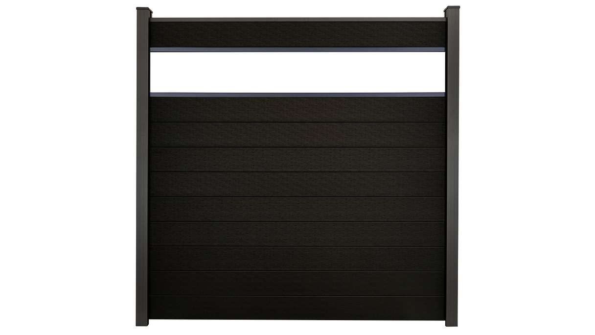 planeo Gardence Strong - recinzione a innesto BPC Vetro satinato nero co-ex 180 x 180 cm