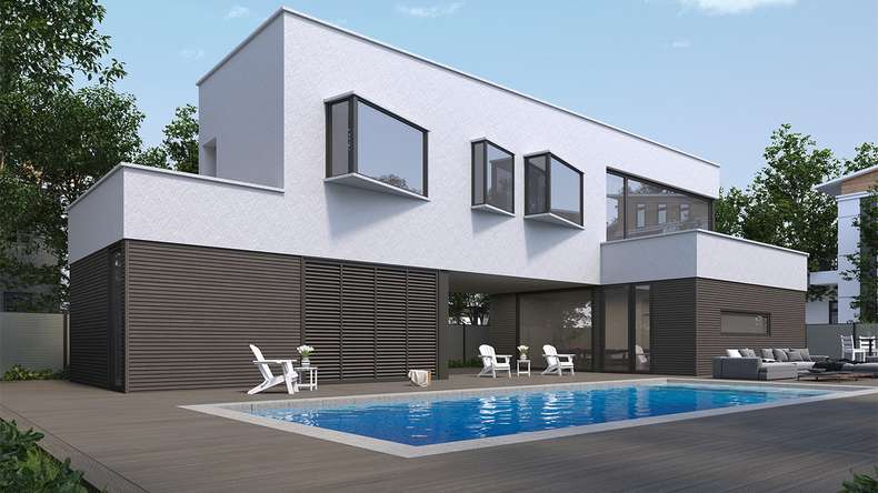 planeo LINEA Slim - Rivestimento per facciate in WPC CoEx, grigio scuro, 2900 x 215 mm
