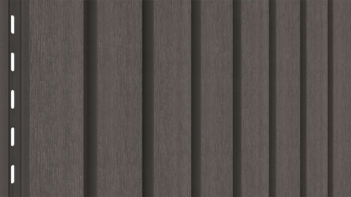 planeo LINEA Wide - Rivestimento per facciate in WPC CoEx, grigio scuro, 2900 x 181 mm