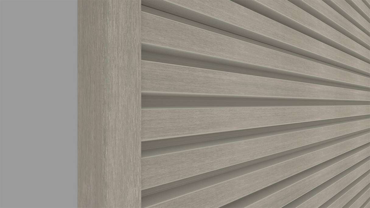 planeo LINEA Slim - Rivestimento per facciate in WPC CoEx, grigio chiaro, 2900 x 215 mm