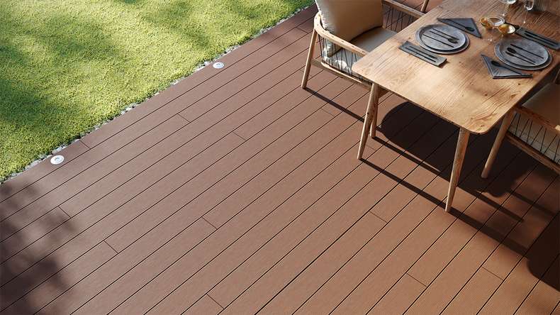 planeo LightWood WPC tavola cava - Marrone chiaro 3.6m scanalato/scanalato