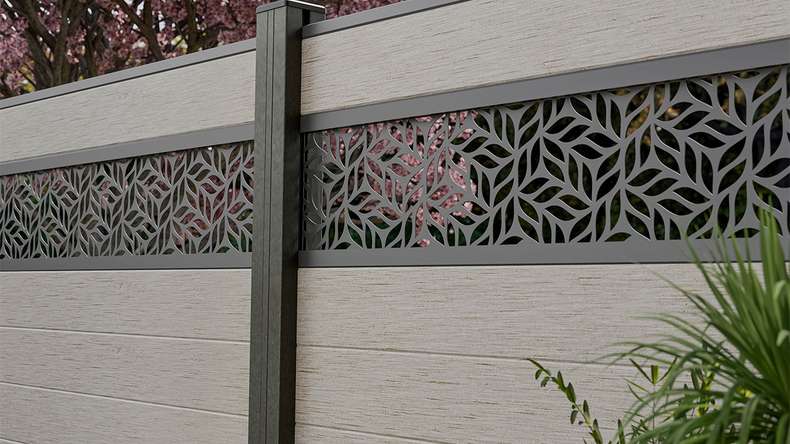 planeo Gardence Strong - recinzione a innesto BPC Leafs Bi-Color Sand 180 x 180 cm