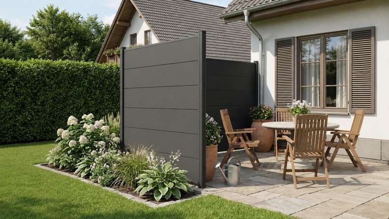 planeo Gardence Simply - Recinzione in PVC ad innesto Quadrata Grigio antracite 180 x 180cm