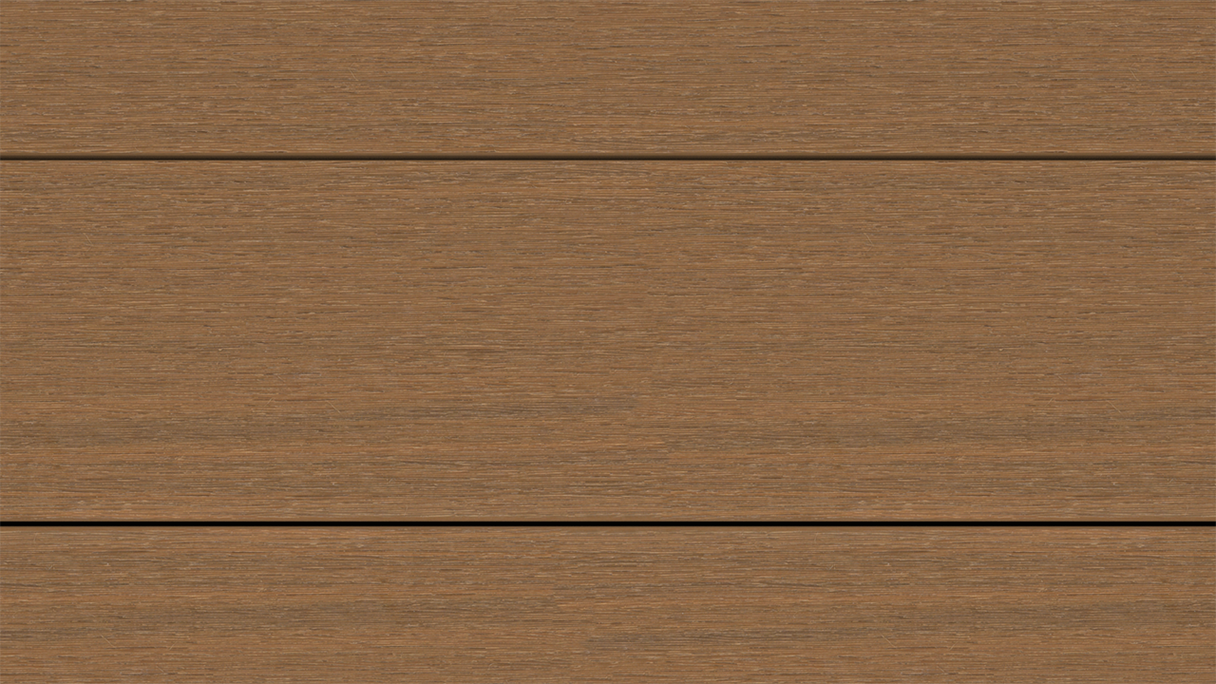 planeo UNIDeck - Doghe per terrazza rivestite in WPC CoEx, teak birmano, 3 m - strutturate/spazzolate lisce