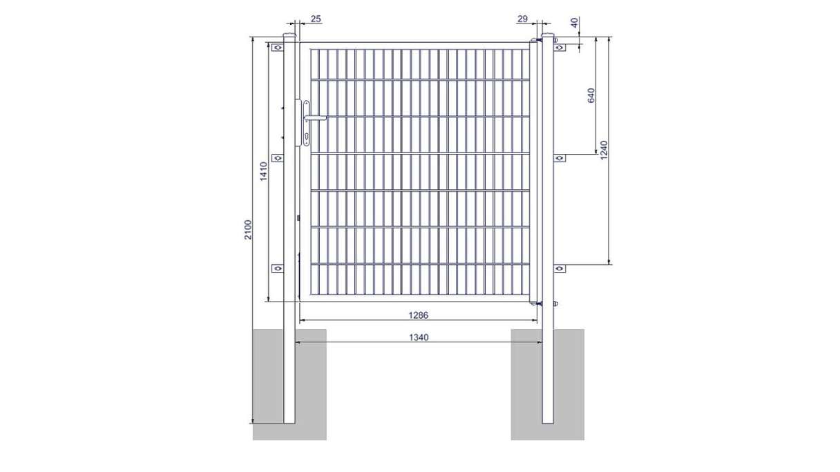 Porta universale media a 1 pannello verde muschio A 1400 x L 1340 mm inclusi i pali della porta