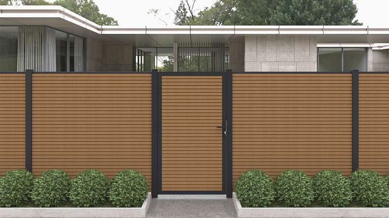 planeo LINEA - Recinzione ad innesto WPC CoEx Rhombus Burma Teak 176 x 183 cm