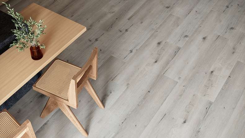 planeo WPC Vinile ad incastro - PUREtec MAX 70 EIR Light Grey Oak | Isolamento acustico integrato (RP-A50-5)